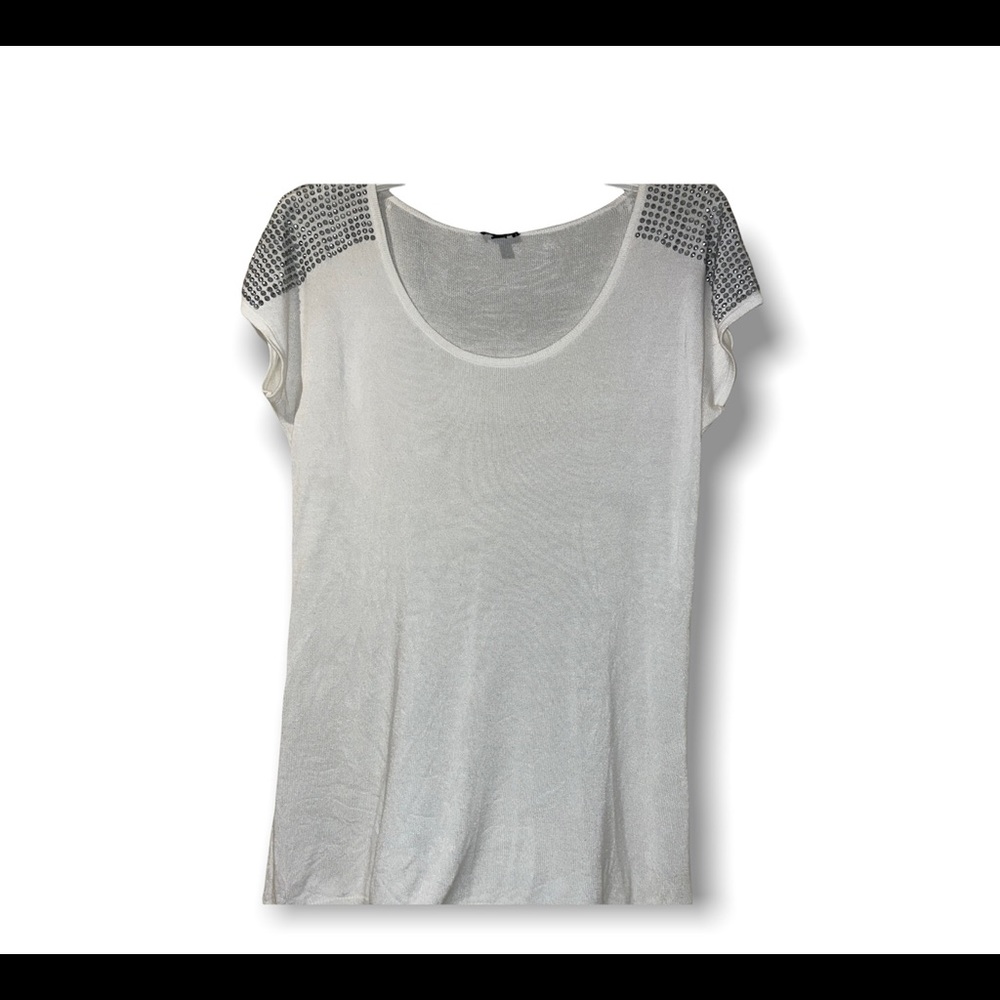 White Express Sweater with Gems on the left/right shoulders